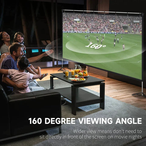 Rootz-Projektionsleinwand – 120-Zoll-Projektionsleinwand – mit Metallständer – faltbar, tragbar – Filmleinwand – Kunststoff – Weiß – 295 x 41,5 x 212 cm