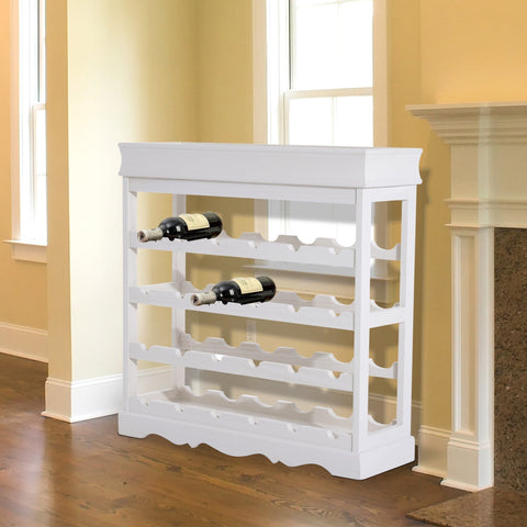 Rootz Wine Rack - Wine Holder - Bottle Rack - 24 Bottles - 4 Levels - Wood - White - 70 x 22.5 x 70 cm