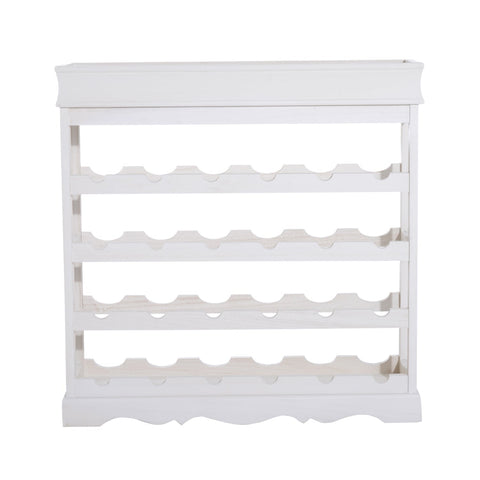 Rootz Wine Rack - Wine Holder - Bottle Rack - 24 Bottles - 4 Levels - Wood - White - 70 x 22.5 x 70 cm