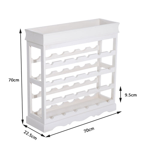 Rootz Wine Rack - Wine Holder - Bottle Rack - 24 Bottles - 4 Levels - Wood - White - 70 x 22.5 x 70 cm