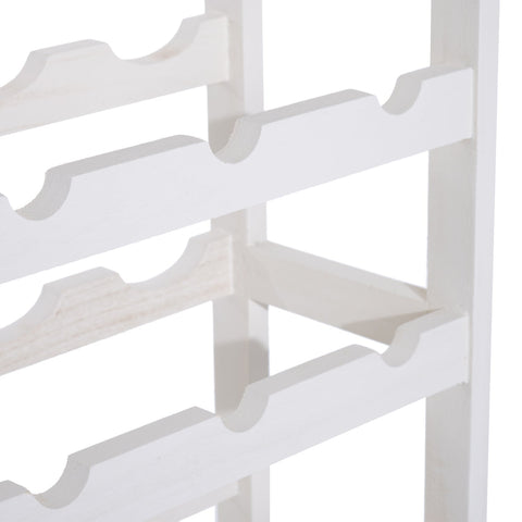 Rootz Wine Rack - Wine Holder - Bottle Rack - 24 Bottles - 4 Levels - Wood - White - 70 x 22.5 x 70 cm