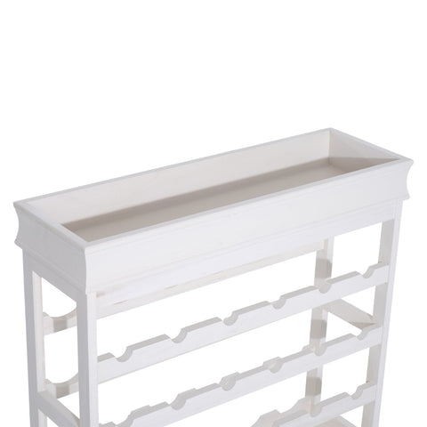 Rootz Wine Rack - Wine Holder - Bottle Rack - 24 Bottles - 4 Levels - Wood - White - 70 x 22.5 x 70 cm