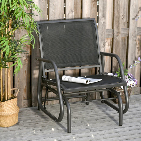 Rootz Schommelstoel - Tuin Tuin - Stoel Relaxstoel - Tuinschommel - Zwart - 75 x 66 x 85 cm