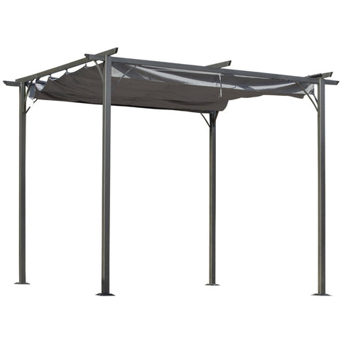 Rootz Pergola - Metal Pergola with Retractable Roof - Garden Gazebo - Metal Pergola Canopy - Outdoor Sun Shade Shelter for Party BBQ - Aluminum - Black + Grey - 3 x 3 m