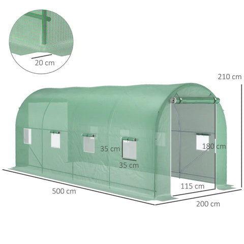 Rootz Foil Greenhouse - Greenhouse - Tomato Greenhouse - Cold Frame - Green - 500 X 200 X 210 Cm
