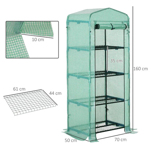 Rootz Foil Greenhouse - Greenhouse - Mini Greenhouse - Plant House - Green - 160x70x50cm