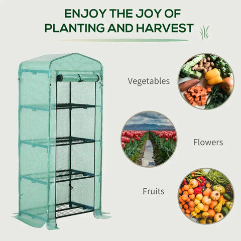 Rootz Foil Greenhouse - Greenhouse - Mini Greenhouse - Plant House - Green - 160x70x50cm