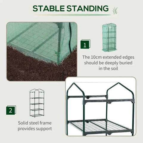 Rootz Foil Greenhouse - Greenhouse - Mini Greenhouse - Plant House - Green - 160x70x50cm