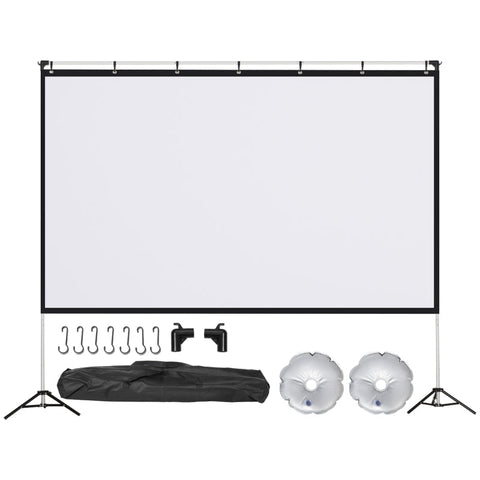Rootz Projection Screen - 100 Inch Projector Screen And Stand - Foldable Portable - Front & Rear Projection Screen - 4K HD 16:9 Screen - 231 x 134 x 202cm