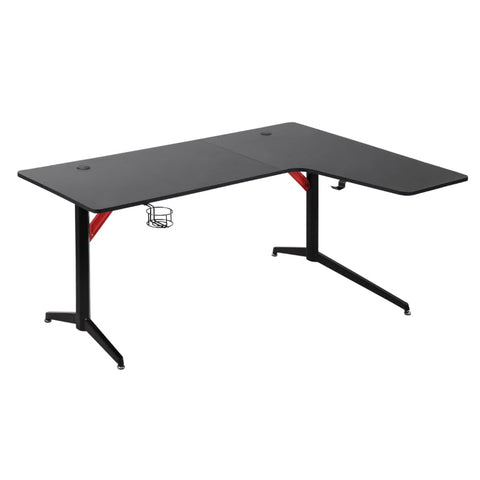 Rootz Gaming Table - Computer Desk - Gaming Desk - Office Tabl - Black/Red - 157 X 111.8 X 74 Cm