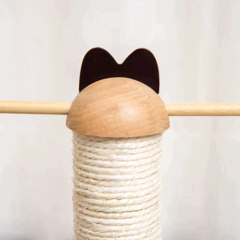 Rootz Scratching Post - Scratching Post for Cats - Scratching Toy with Ball Spring - MDF Sisal - Beige + Brown - 40 x 37 x 51 cm