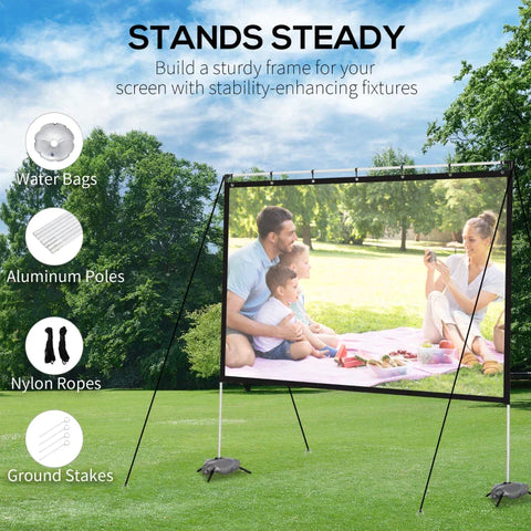 Rootz Projection Screen - 100 Inch Projector Screen And Stand - Foldable Portable - Front & Rear Projection Screen - 4K HD 16:9 Screen - 231 x 134 x 202cm