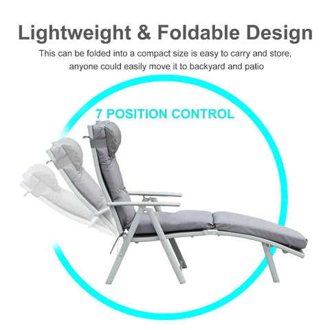 Rootz Sonnenliege – Strandliege – Gartenliege – faltbar – verstellbar – Grau – 137 x 63,5 x 100,5 cm