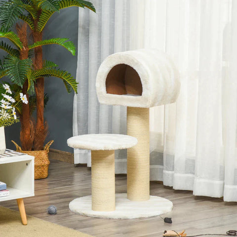 Rootz Krabpaal - Kattengrot - Kattenkrabpaal - Kat Klimboom - Kattenbed - Beige/Lichtbruin - 60 x 60 x 93 cm