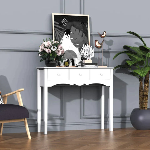 Rootz Console Tafel - Bijzettafel - Decoratieve Tafel - Console Ladetafel - MDF - Wit - 100 x 32 x 85 cm