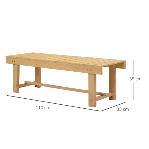 Rootz Garden Bench - Wooden Bench - Rustic Bench - 2 Seater Bench - Garden Furniture - Natural - 110 x 38 x 35 cm
