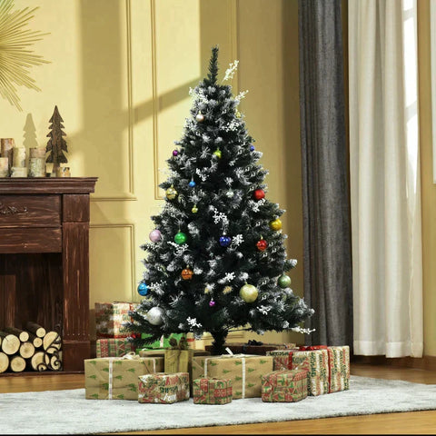 Rootz Artificial Christmas Tree - Christmas Tree - Snow-Dipped Christmas Tree - Removable Stand with White Berries Star - Green - 75cm x 75cm x 150cm