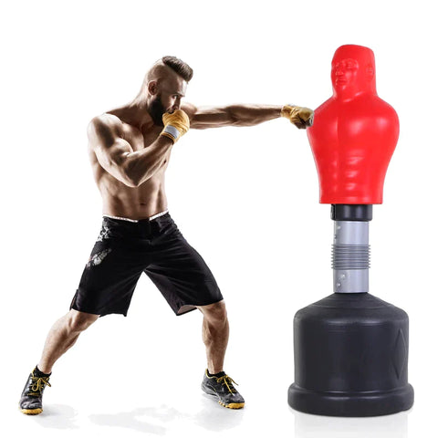Rootz Punching Bag - Boxing Doll - Boxing Partner - Boxing Trainer - Punching Bag Stand - Red/Black
