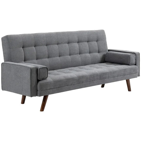Rootz Sofa Bed - Three-seater Sofa - Sofa - With Sleeping Function - Polyester/Wood - Grey - 208 x 81 x 92 cm