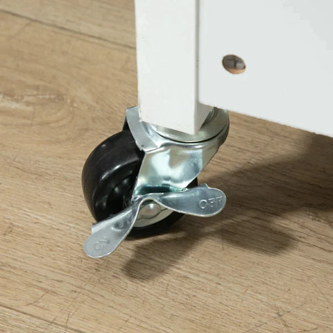 Rootz Kitchen Trolley - Serving Trolley - Kitchen Cabinet - Foldable - MDF/Rubber Wood - White - 60 x 40 x 84 cm