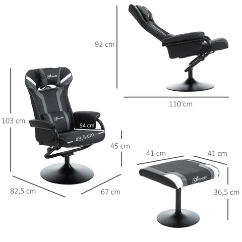 Rootz Relaxation Chair - TV Chair - Upholstered Chair - Gaming Couch - Stool - Black/Grey - 67 x 82.5 x 103 cm