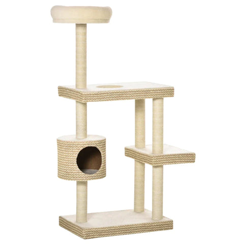 Rootz Krabpaal - Krabpaal - Kattenmand - Kattenkrabpaal - Beige/Koffie - 60 x 40 x 135 cm