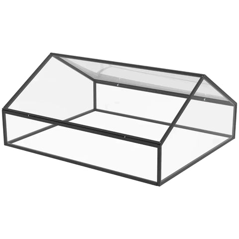 Rootz Greenhouse - Cold Frame Greenhouse - Small Cold Frame - Met Verstelbare Deuren - Zwart/Transparant - 117 x 97 x 52 cm