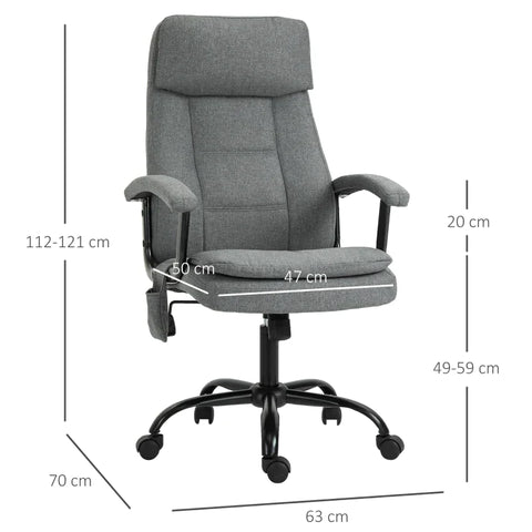 Rootz Bureaustoel - Massagestoel - Directiestoel - Gamingstoel - Draaistoel - Grijs - 63 x 70 x 112-121 cm