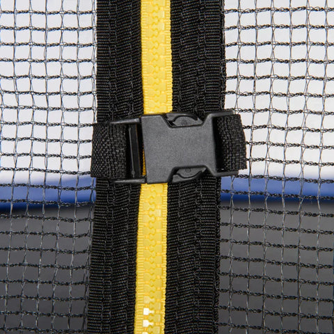 Rootz Trampoline - Tuintrampoline Met Veiligheidsnet - Randafdekking - Gestoffeerd - Staal - Zwart + Blauw - 345L x 345B x 250H cm