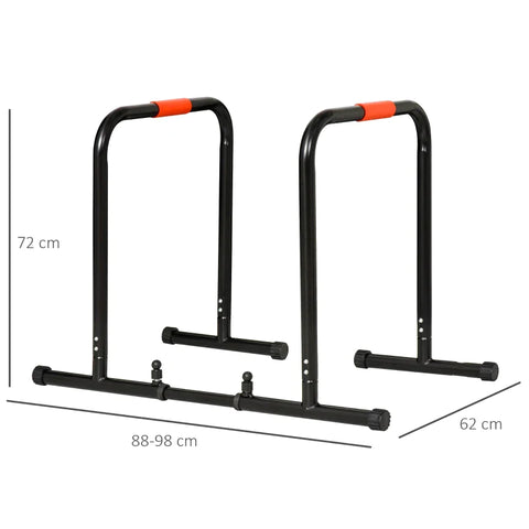 Rootz Dip Stand - Dip Bars - Push Up Dip Station - Verstelbare Fitness - Zwart - 94-102 x 62 x 73 cm