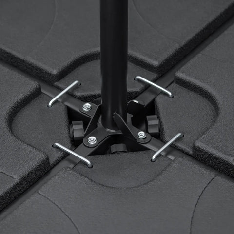 Rootz Parasol Base Weight Plates - Fillable - Weatherproof - Black - 104 cm x 104 cm x 7.5 cm