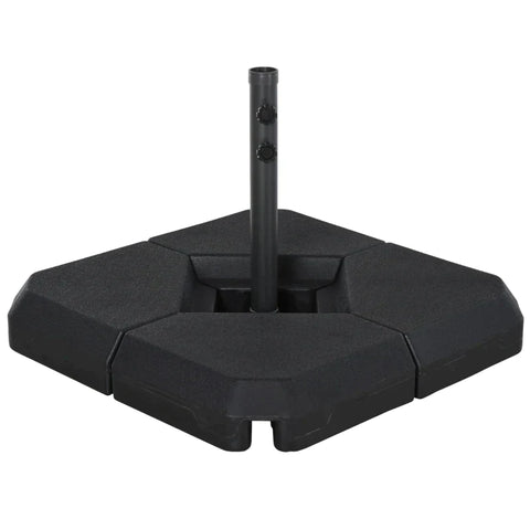 Rootz Parasol Stand - Umbrella Stands - Cross Base - Can Be Filled With Water Or Sand - 4-piece Parasol Stand - Steel - HDPE Plastic - Black - 80 x 80 x 56 cm