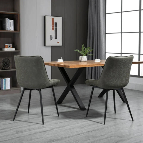 Rootz Dining Chair - Dining Room Chair - Kitchen Chairs - Set Of 2 Dining Chairs - Living Room Chair - Upholstered Chair - Retro Design Dining Chair - With Backrest - Gray - 53 x 62 x 88 cm