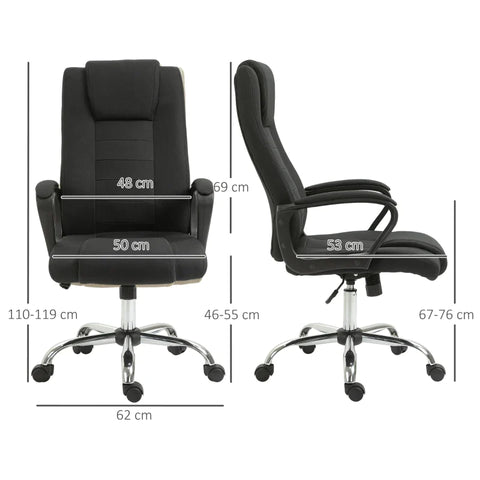 Rootz Office Chair - Computer Chair - Rocker Function - Headrest - Ergonomic Desk Chair - Black - 62 x 62 x 110-119 cm