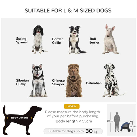 Rootz Pet Trolley - Pet Stroller - Pet Buggy - Dog Buggy - Dog Trailer - Pet Trailer - Blue\Black - 98 x 82 x 110 cm