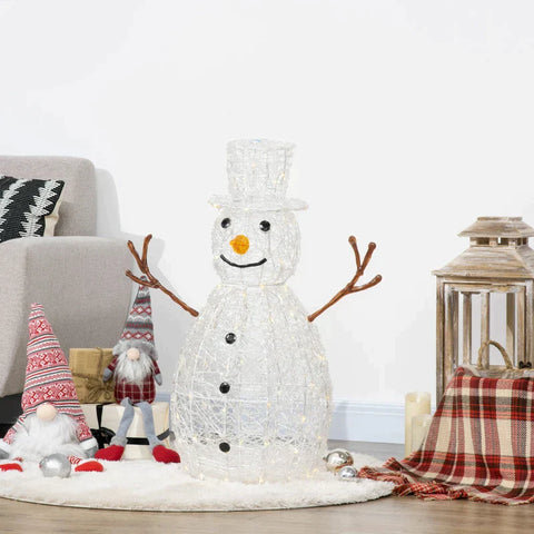 Rootz LED Christmas Light - Christmas Snowman Light - Snowman Light - Christmas Decoration - 100 LEDs - Weatherproof - PP/Iron - White - 40 x 40 x 90cm