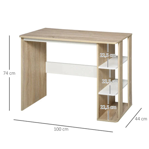 Rootz Desk - Bookshelf - Computer Desk - Office Table - Nature/White - 100 x 44 x 74 cm