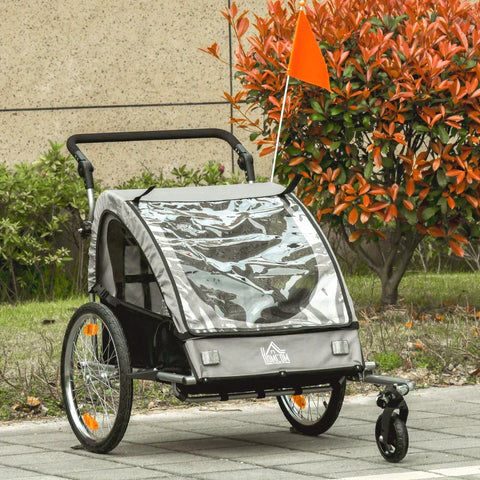 Rootz Bike Trailer - Children's Trailer - Child Bike Trailer - Foldable Bike Trailer - Child Transport Carrier - Rain Cover - Grey/Black - 160 x 84 x 106 cm