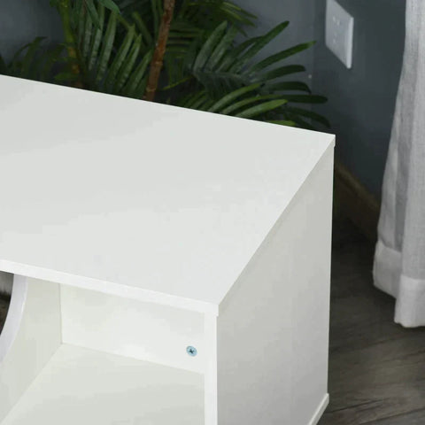 Rootz Cat Cave - Cat Cave House - Cat Litter Box Cabinet - Cat Condo - Wood - White - 75 x 40 x 55 cm