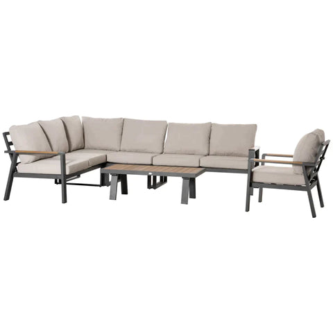 Rootz Gartenmöbel-Set – 6-teiliges Gartenmöbel-Set – Garten-Set – Sitzgruppe – Doppelsofa – 3 Einzelsofas – mit Couchtisch – Sofa mit Sitzkissen – Aluminium – Cremeweiß