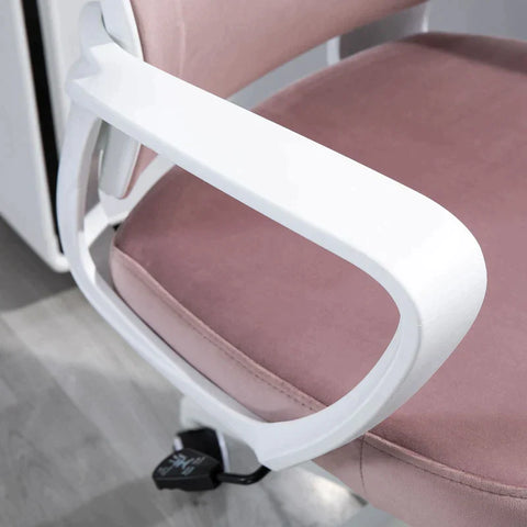 Rootz Office Chair - Ergonomic Swivel Chair - Desk Chair - With Rocker Function - Ergonomic Chair -  Height-adjustable - With Armrests Headrest - Velvety Polyester - Pink - 63 X 64 X 118-128 Cm