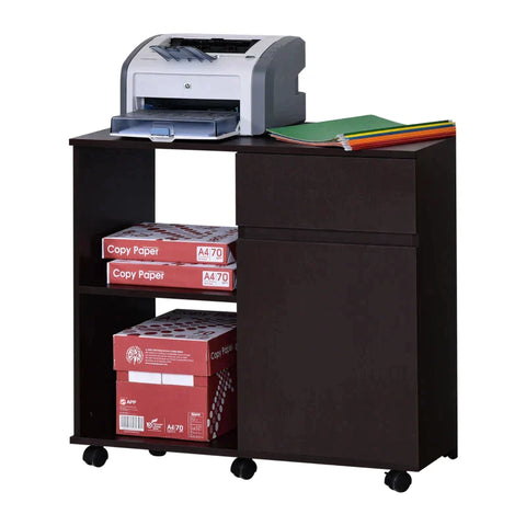 Rootz Printer Table - Printer Stand - Office Trolley - Trolley Filing Cabinet - Office Cabinet With Drawers - Brown