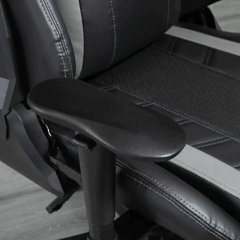 Rootz Gaming Chair - Gaming Chair With Rocker Function - Office Chair - Computer Chair - Desk Chair With Lumbar Cushion - Height Adjustable - Black/Grey - 72 x 77 x 126-136 cm