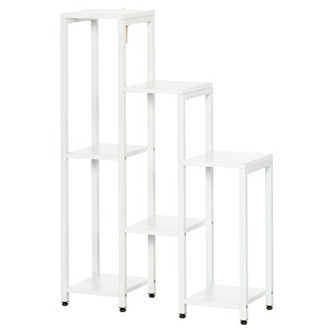 Rootz Flower Stand - Plant Stand - 7 Tier - Indoor - Outdoor - Steel - White - 65 x 23 x 94.5cm