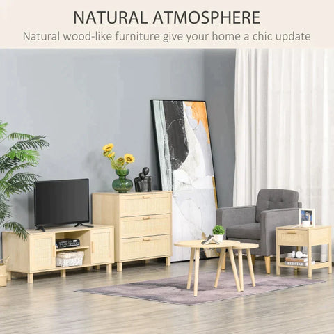 Rootz Bedside Table - Bedside Table - Bedside Table - Side Table - Drawer Storage Shelf - Natural - 40 x 40 x 48 cm