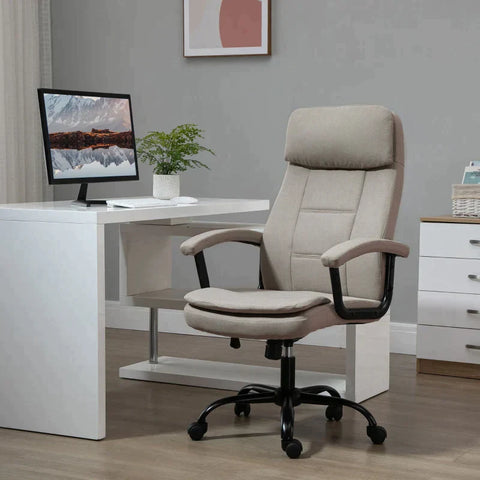 Rootz Office Chair - Massage Chair - Height-adjustable Executive Chair - Gaming Chair With Massage Function - Ergonomic Swivel Chair - Lumbar Spine Massage - Beige - 63 x 70 x 112-121 cm