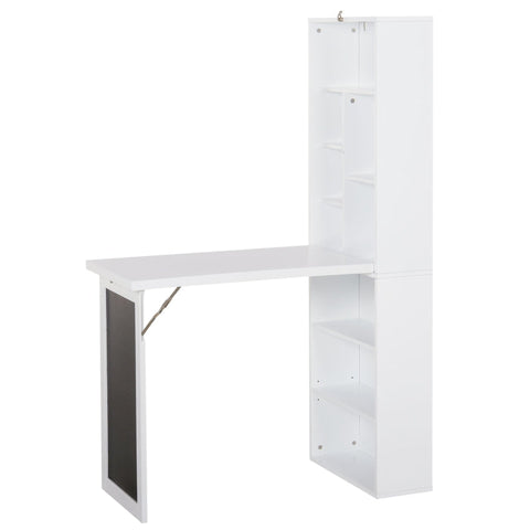 Rootz Desk - Bookshelf - Computer Office Workstation - Office Table - Foldable Dining Table Foldable 6 Compartments Bookshelf - Metal Frame - White
