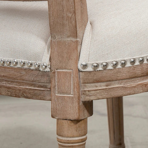 Rootz Dining Chair - Kitchen Chair - Rivet Decor - French Country House Style - Rubber Wood - Cream White - 50 x 59 x 97cm