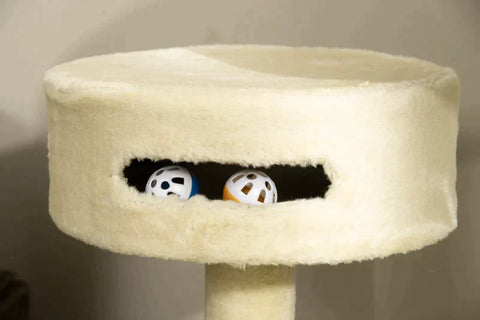 Rootz Cat Scratcher - 2 Cat Beds - Cat Toys and Scratching Posts - Beige - 60cm x 40cm x 70cm