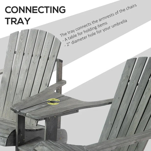 Rootz Adirondack Chairs Set - Garden Chair Table - Garden Chair - Garden Furniture - Wood - Gray - 178 x 87 x 92 cm